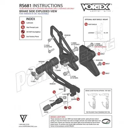 Günstig Pièce de rechange pour commandes reculées VORTEX V2 R1 2009-2014