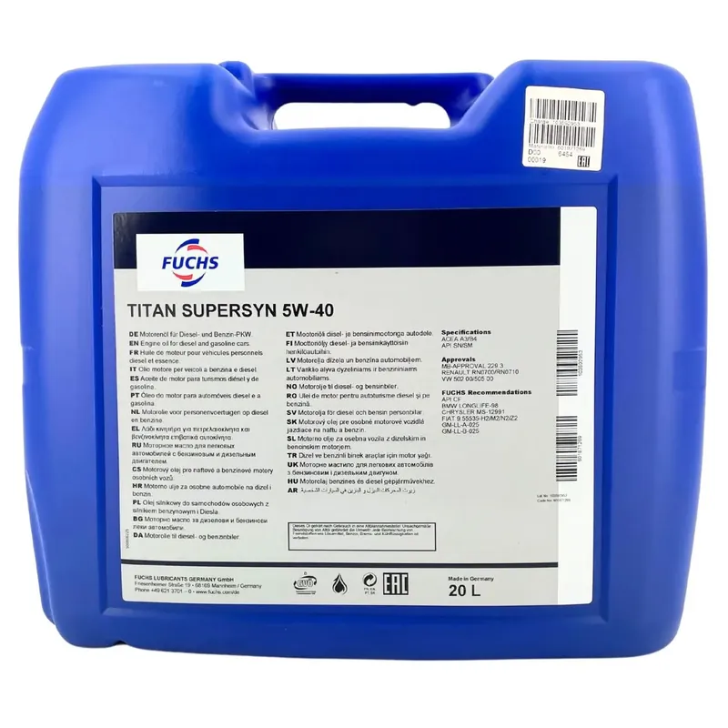 Bestseller Fuchs Titan Supersyn 5W-40 20 Liter