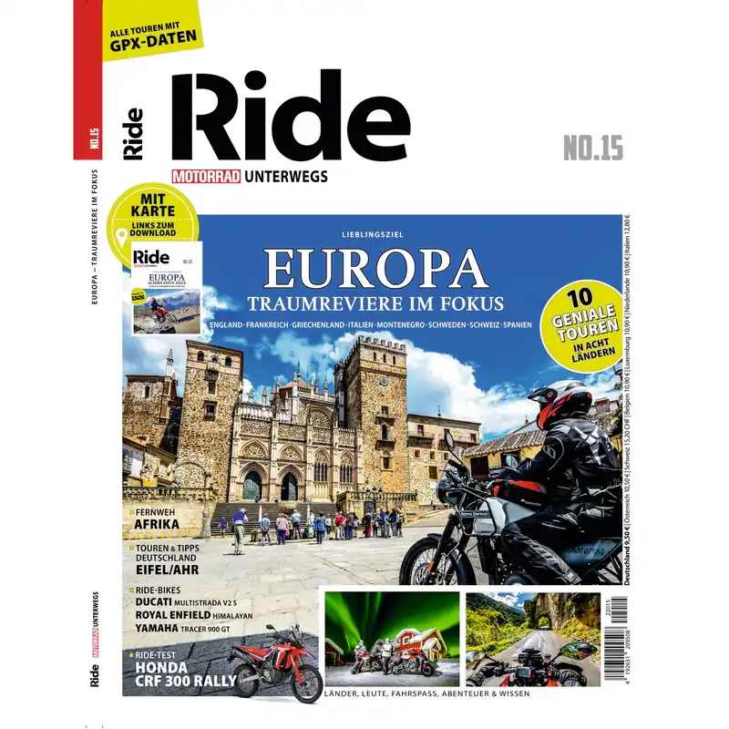 Motorbuch-Verlag Buch "RIDE - MOTORRAD unterwegs - Topziele in Europa" Schneller Versand