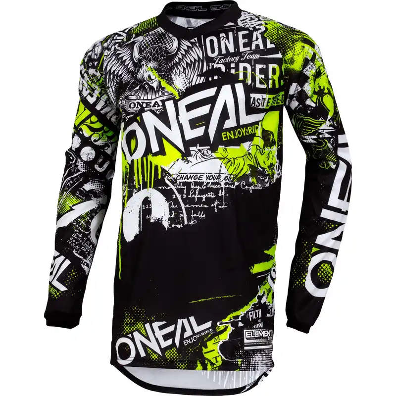 Geprüft O‘Neal Element Attack Jersey schwarz/neongelb S
