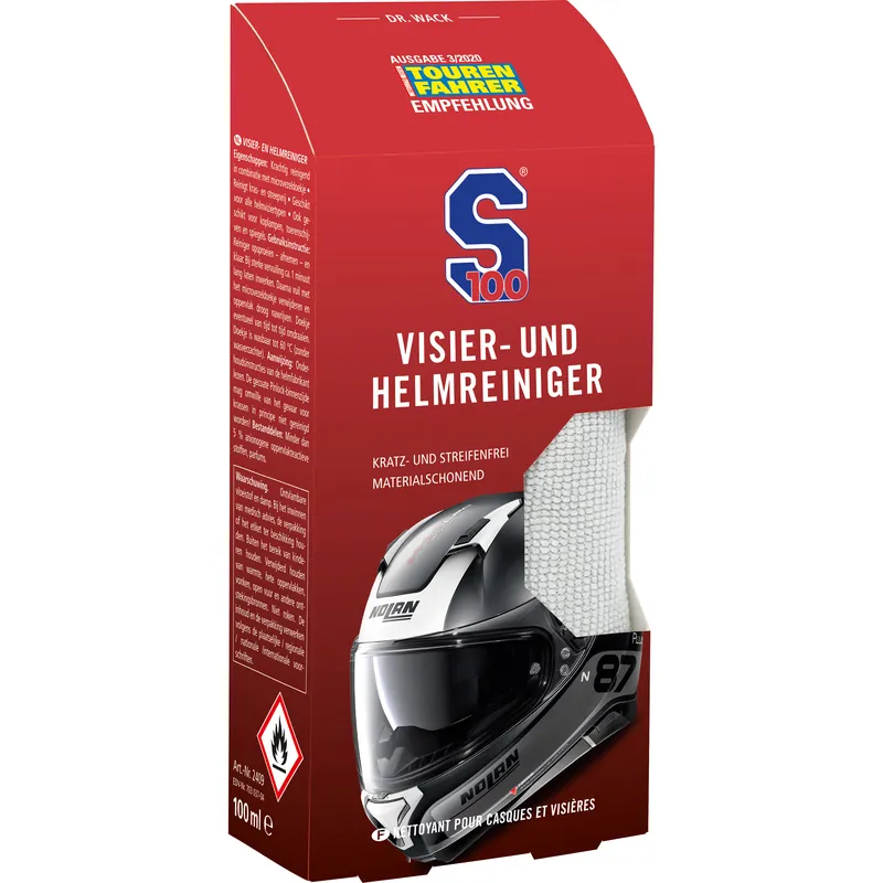 S100 Visier- und Helmreiniger mit Mikrofasertuch 100ml Beliebt