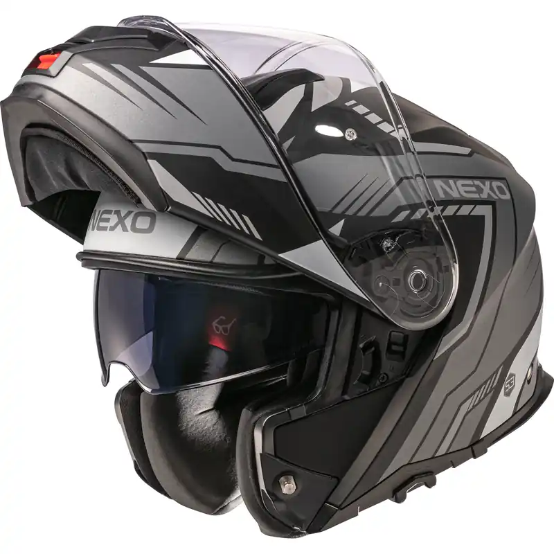 Neue Ware Nexo Klapphelm Comfort II silber/weiß dekor 22
