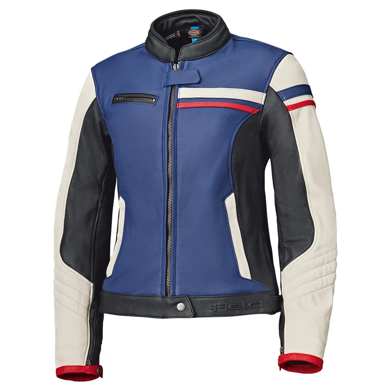 Nur Heute Held Midway Damen Lederjacke blau/rot/weiß