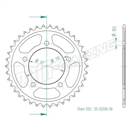Geprüft Couronne acier 520 GS500, Gladius 650, SV650 SRT Sprockets