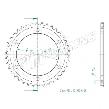 Couronne acier 530 YAMAHA SRT Sprockets 50-35016 Abverkauf
